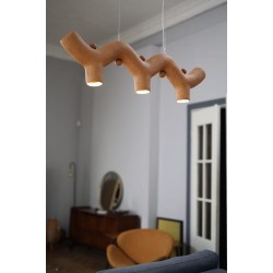 Clay Pendant Light, Clay Chandeliers, Pendant Lamps - Handmade hanging lamps. LED (3 light, bulbs) Khvilya