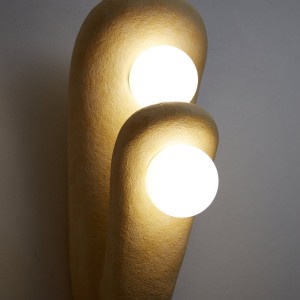 Natural Clay Sconce, Ceramic Wall Light (Size L)- Handmade and Unique Sconce - Zakohani. Double shape with two lights