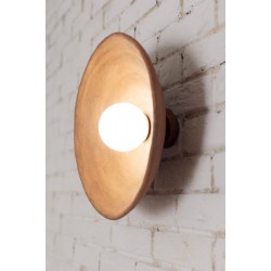 Round Wall Sconce, LED Light, Ceramic Wall Sconce ideal for Bedroom, Living room, Clay Modern Wabi Sabi Lighting (size 15 inches / 38 cm)