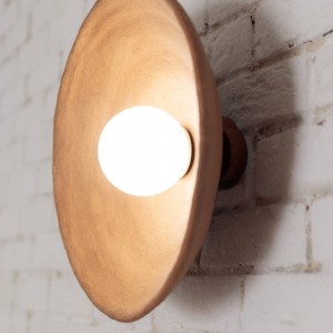 Round Wall Sconce, LED Light, Ceramic Wall Sconce ideal for Bedroom, Living room, Clay Modern Wabi Sabi Lighting (size 15 inches / 38 cm)